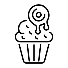 A line style icon of a halloween cupcake 