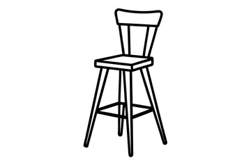 High Chair Line Art Vector Illustration