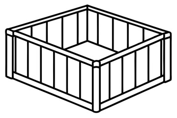 Playpen Line Art Vector Illustration