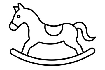 Rocking Horse Line Art Vector Illustration