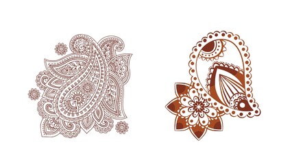 Obraz premium Traditional Indian henna design isolated on white background. Elegant mehndi artwork perfect for weddings, festivals, and cultural themes in design and illustration projects