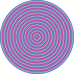 Visual effect created by neon pruple, pink, royal and aqua blue circles getting progressively smaller