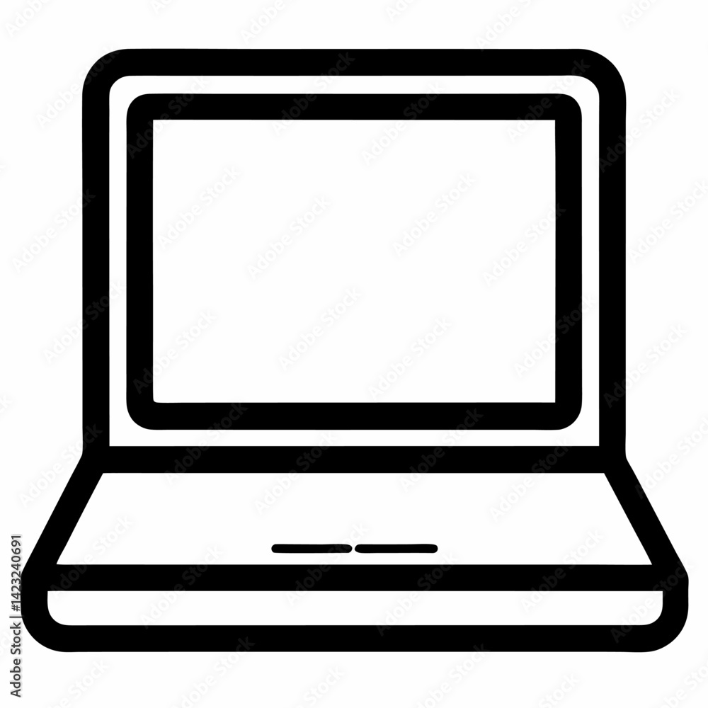 Poster laptop computer or notebook computer outline icon