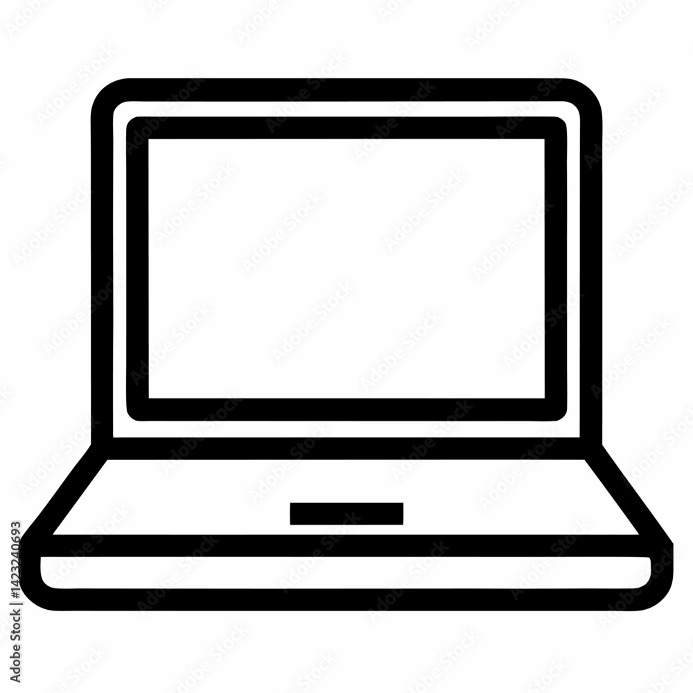 Poster laptop computer or notebook computer outline icon