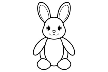 Soft Toy Bunny Line Art Vector Illustration