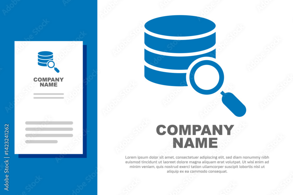 Poster blue server, data, web hosting icon isolated on white background. logo design template element. vect