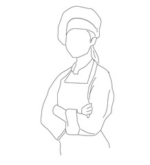 young confident beauty female chef in uniform pose standing
