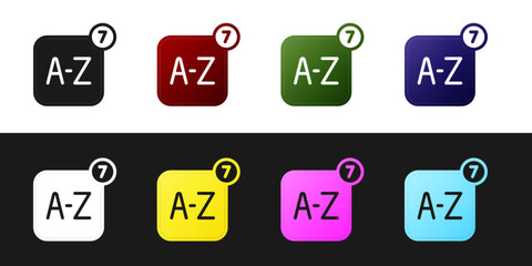 Set Online translator icon isolated on black and white background. Foreign language conversation icons in chat speech bubble. Translating concept. Vector