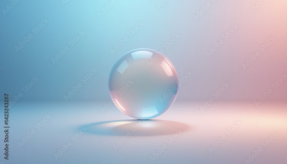 Poster floating transparent bubble minimalist studio setting 3d digital art calm colors close-up view creat