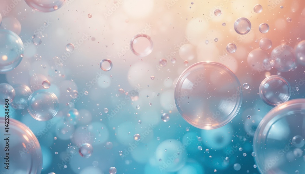 Poster bubbles rising in a colorful background underwater scene digital art abstract environment close-up v