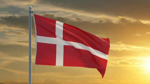 Danish Flag at Sunset: A Symbol of Denmark