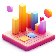 A high-quality 3D Power BI icon with glossy finish, vibrant colors, and dynamic data elements. Perfect for analytics, dashboards, and tech branding. White background for contrast