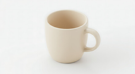 Pale Beige Ceramic Mug, Simple Shape, Neutral Background