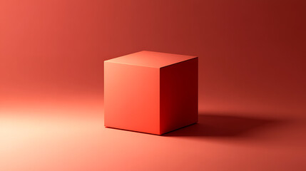 Minimalist Red Cube Created in Studio Lighting for Design Aesthetics