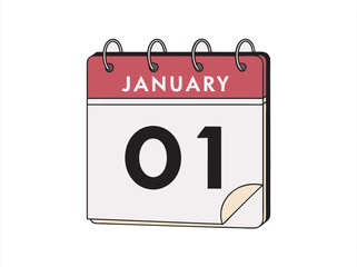 January 1st Calendar Icon, vetctor