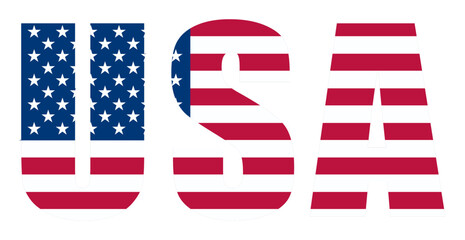 USA Flag Text Design. Patriotic Typography Vector Illustration.