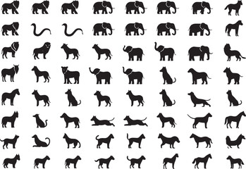set of silhouettes of animals