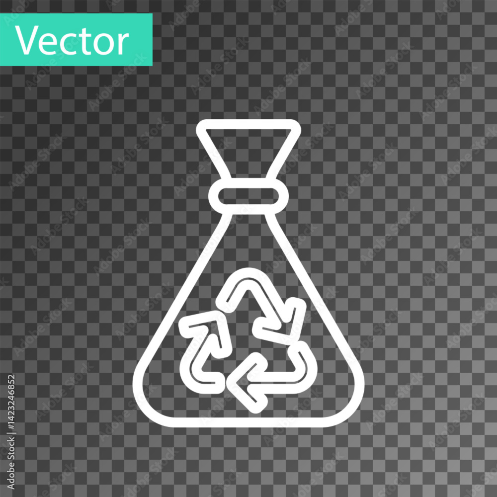 Poster white line garbage bag with recycle symbol icon isolated on transparent background. trash can icon. 