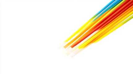 Colorful drinking straws in a diagonal line against a white background