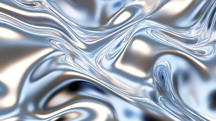 Close-up view of flowing metallic fabric showcasing intricate patterns and reflections of light in a dynamic manner