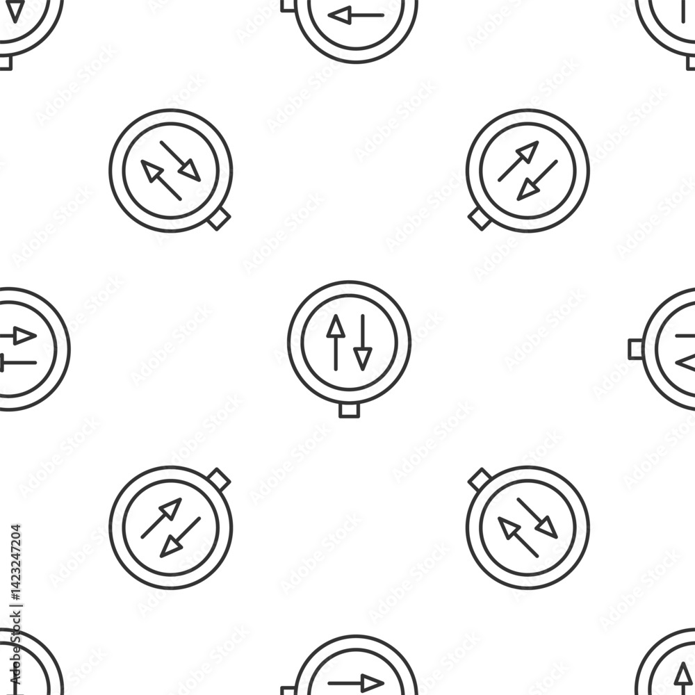 Poster grey line road sign warning two way traffic icon isolated seamless pattern on white background. vect