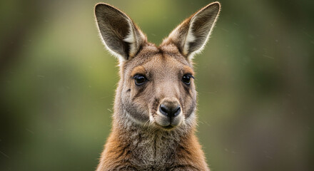 Fototapeta premium Kangaroo Portrait Facing Forward with Brown Fur