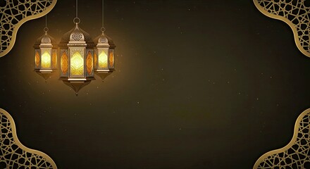 Obraz premium Traditional Lanterns Casting Warm Soft Glow Sophisticated Islamic