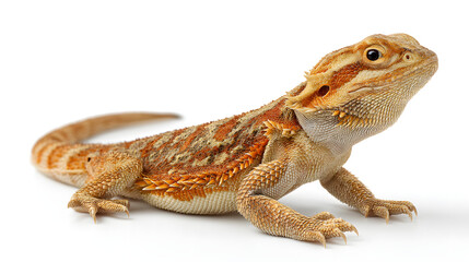 Naklejka premium Bearded Dragon Lizard on White – Exotic Pet Studio Portrait