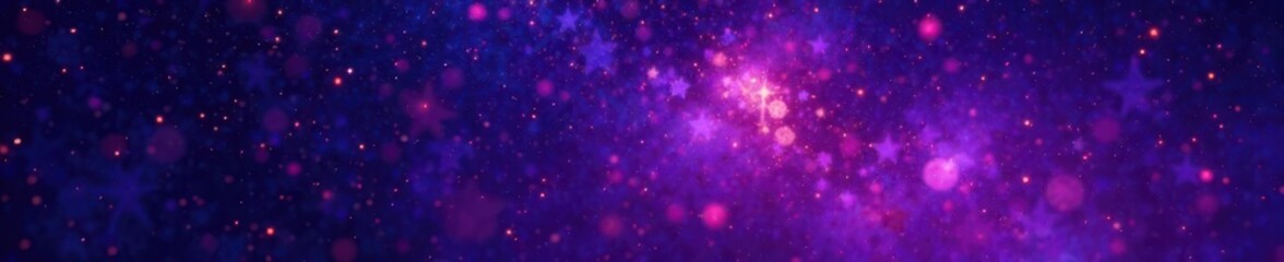 Fototapeta premium Sparkling starry night with scattered lights in the sky on a deep purple background , galaxy, space