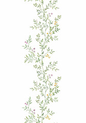 Seamless pattern with tree branches and leaves for surface design and other design projects. modern trend drawing in line art style. Delicate small leaves in watercolor style