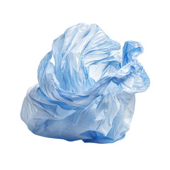 Fototapeta premium Crumbled blue plastic bag on white background. transparent background