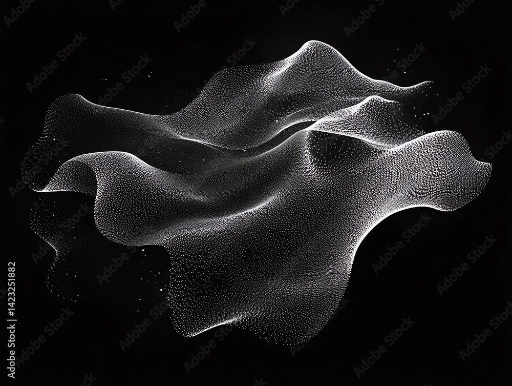 Aufkleber abstract white particle wave flowing in dark background
