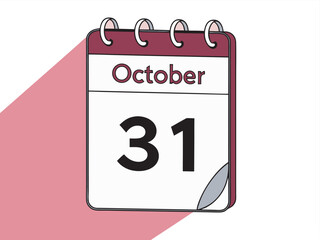 October 31 Calendar Icon Illustration