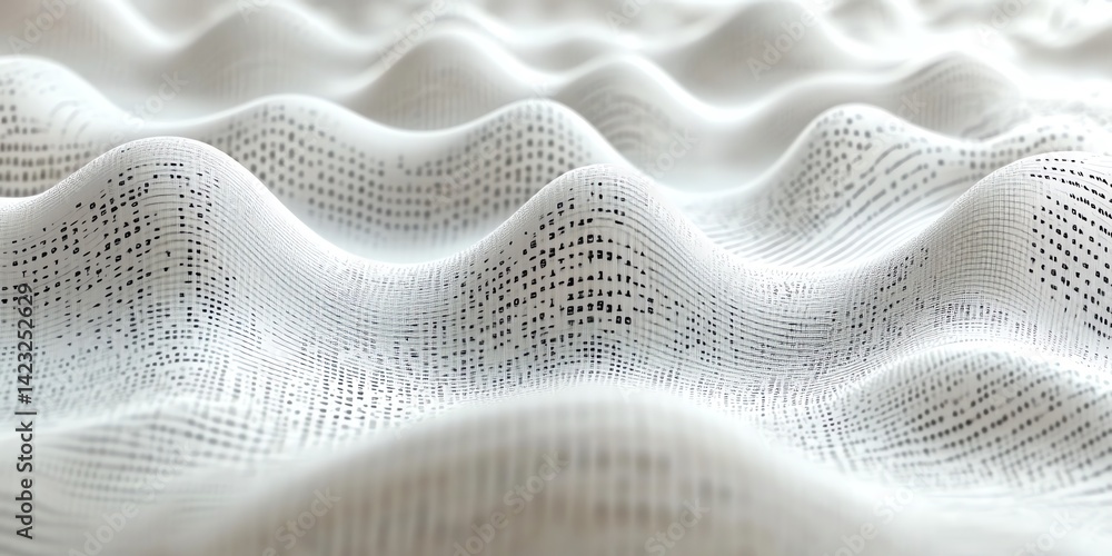 Poster abstract white fabric texture with wavy pattern
