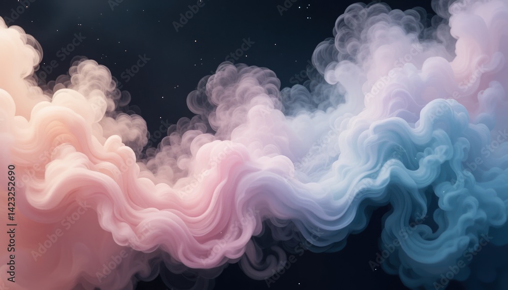 Poster dreamy ethereal clouds abstract background digital art cosmic environment soft color palette surreal