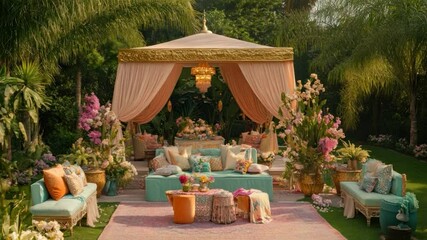 Elegant Moroccan-style gazebo party area