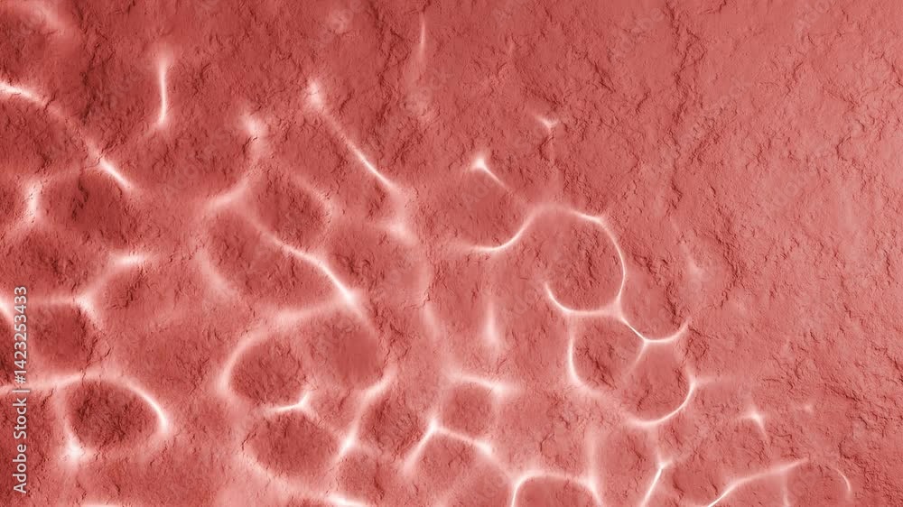 Poster abstract water reflection on red textured surface. sunlight ripple pattern with aquatic effect. summ