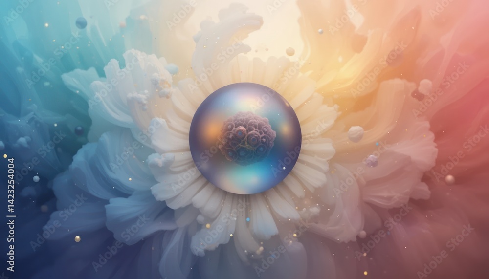 Poster colorful abstract art displaying a central sphere digital creation vibrant environment artistic view