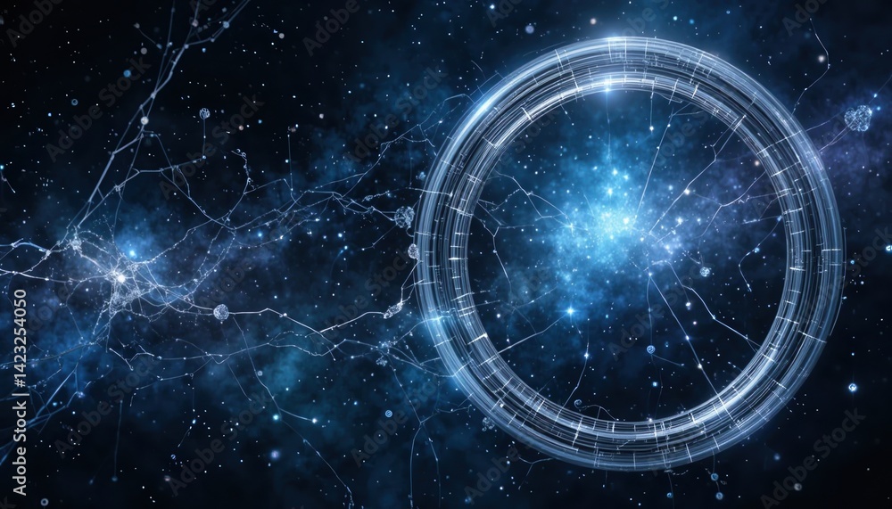 Poster exploring cosmic phenomena astronomical events in the universe digital art abstract environment wide