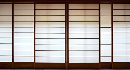 Translucent Shoji Screen Panels Background Refined Wooden Lattice Frame Texture