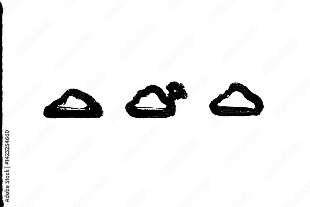 Poster vector icon illustration featuring three minimalist shapes in a row displaying a simple and clean de