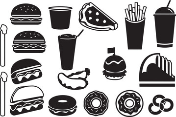 fast food icons set