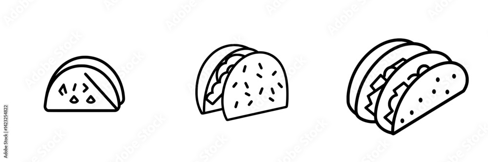 Poster vector illustration of different types of tacos showcasing unique fillings and styles in a simple, c