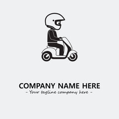 Scooter silhouette illustration black and white for logo company vector image
