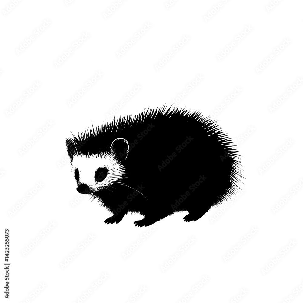 Poster vector illustration of a hedgehog in a minimalist style showcasing its distinct features and unique 