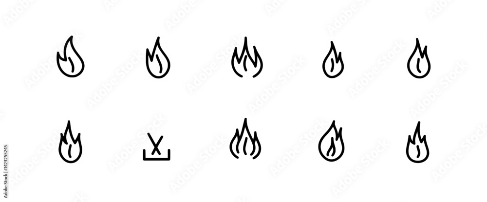 Poster vector illustration of various flame icons designed for digital use in creative projects and web app