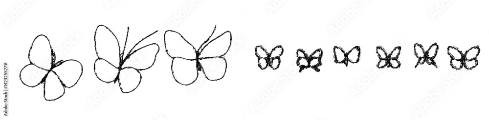 Poster vector illustration of various butterfly designs in different sizes and styles creating a playful an