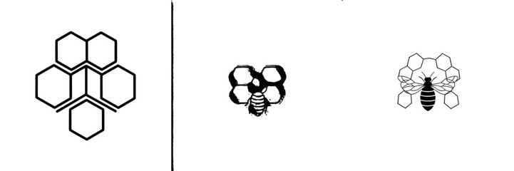 Unique icon vector illustrations featuring honeycomb and bee designs suitable for various creative projects