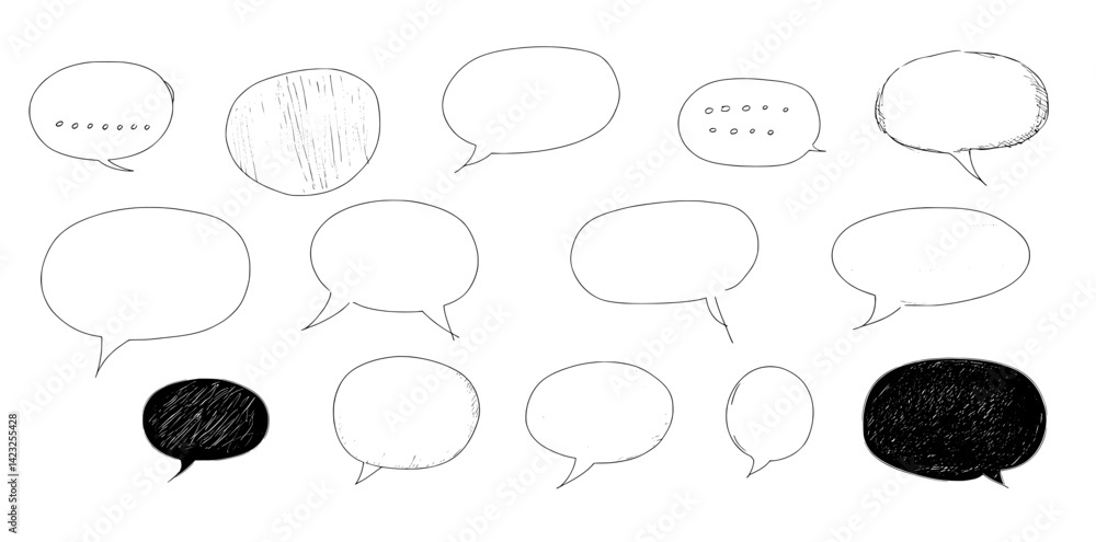 Poster vector illustration of various speech balloons in different styles showcasing versatile communicatio