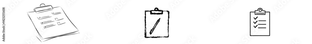 Aufkleber vector illustration of clipboard icons featuring checklists and notes for organizational tasks
